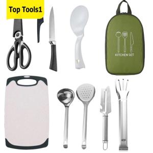 8 Pcs Camping Utensil Set Portable Outdoor Camp Cookware Set Camping Accessories