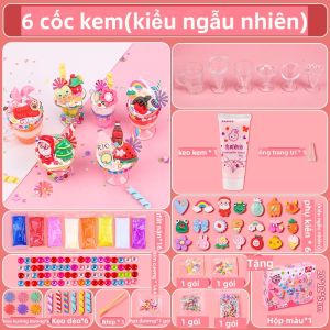 Bộ đồ chơi tự làm cốc kem thủ công DIY cho bé có 6/12 cốc kem lựa chọn đồ chơi thủ công chất liệu an toàn đa màu sắc lượi ích cho bé