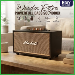 【NEW】 Wooden Retro Bluetooth Speaker USB Portable Music Player FM Radio Wireless Rechargeable SoundBox Bass Powerful