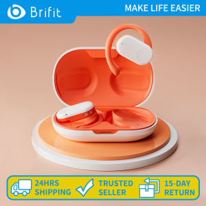 Brifit Open Ear Headphones Bluetooth 5.3 Wireless Earbuds True Open Ear Earbuds with Rotatable Earhooks 55Hrs Playtime IPX5 Waterproof Deep Bass Earphones for Sports Workouts Running (orange color)