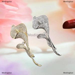 [COD] Modingdue Fashion Exquisite Shiny Rhinestone Tulip Brooches For Women Clothing Coat Jewelry Accessries Gift