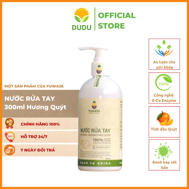 Nước rửa tay Fuwa3e 300ml (Hương Quýt) Diệt sạch vi khuẩn và giữ ẩm, làm mềm và chống lão hóa da phù hợp cả cho da em bé, da nhạy cảm, da tổn thương