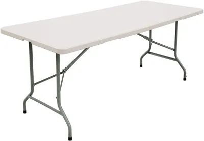 5ft Table Folding Utility Table Fold-in-Half Portable Plastic Picnic Party Dining Camp Table (White)