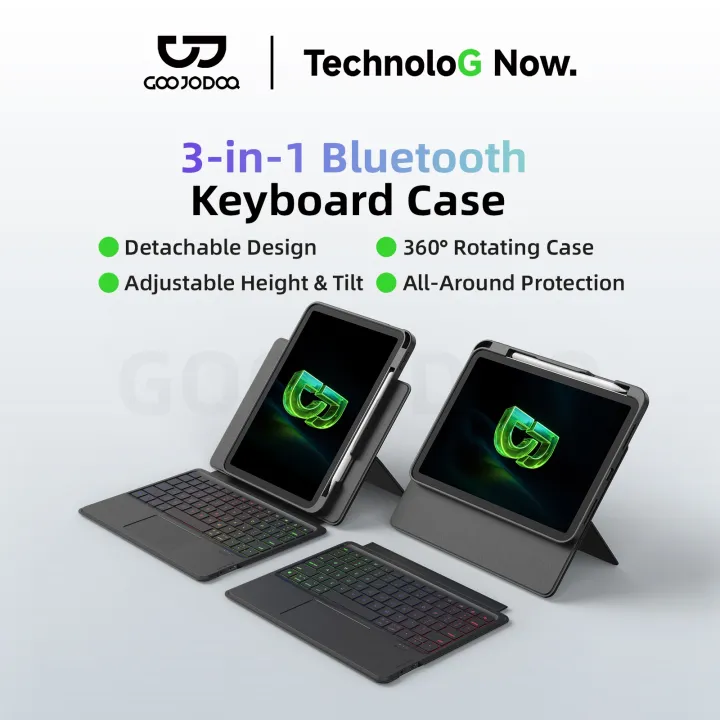 GOOJODOQ Magic Keyboard for ipad Pro 11 Air 5/6 10th Gen Case Wireless Bluetooth Keyboard Backlight