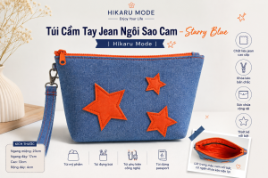 Hikaru Mode - Túi Cầm Tay Jean Ngôi Sao Màu Cam Cá Tính - Starry Blue