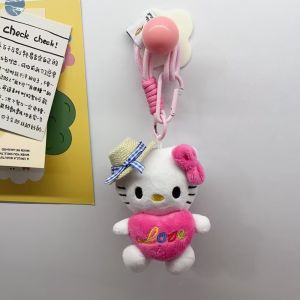 SEEMAY Lovely Kitty Plush Keyring Bow Knot Pink Kitty Keychain Pendant Plush Toys Cute Stuffed Doll Pendant Bag Pendant