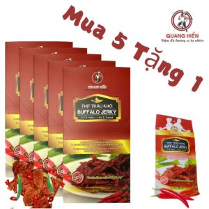 5 hộp tặng 1 khô trâu vị ớt hiểm buffalo jerky Quang Hiển đậm đà hương vị tự nhiên hộp 100gr