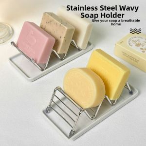 KAWAII BOX Non-slip W-Shaped Soap Holder Stainless Steel Space Saving Soap Dish Multi-functional W-Shaped Taco Holder Bathroom