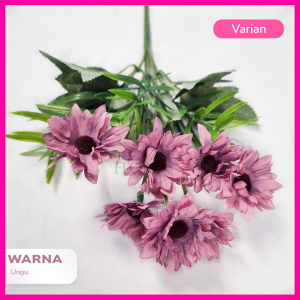 Bunga Aster Krisan Mini Artificial 5 Cabang/Bunga Krisan Mini/Bunga Matahari Hias (NK-88)
