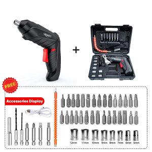 REAIM Mesin Cordless Screwdriver Drill Set 4.2V 49pcs Tangan Bolak Balik Mesin Bor Obeng Baterai