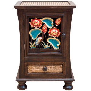 Wooden Carved Bedside Table Bedroom Room Decor Bedside Table With Drawer Storage Nightstand Living Room Side Table Accent Table