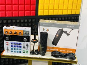 [Combo karaoke livestream thu âm ] sound card C200 và Micro ISK AT200 cao cấp bảo hành 12 tháng âm thanh chuẩn tiện lợi  dễ dàng sử dụng