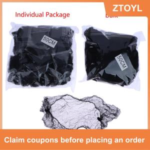 【ZTOYL】 50Pcs Hair Net Black Elastic Bundle Hair Invisible Hairnet Mesh Bun Hair Net 30 50 60CM Hair Accessories