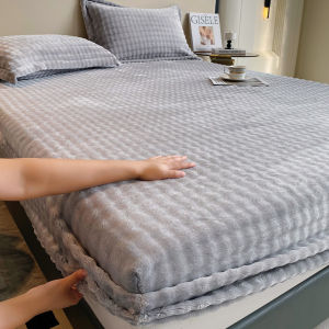 LUNAVA Velvet Bedsheet Embossed no Lukot Bed Cover Flannel Elastic Mattress Protector Bed Sheet