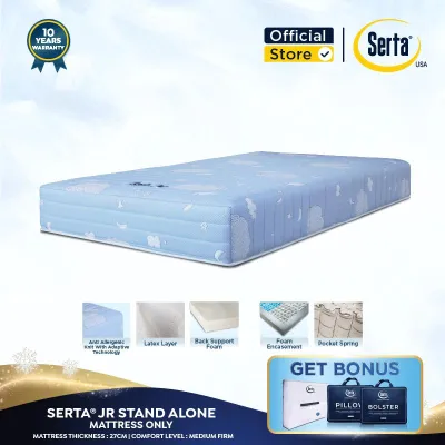 SERTA JR Stand Alone [Medium Firm] - Kasur Spring Bed with Cooling Tech [Mattress Only]