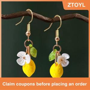 【ZTOYL】 Cá Nhân Bông Tai Chanh Với Tua Dài Trái Cây Mùa Hè Dangle Bông Tai Đa Năng Bohemian Đồ Trang Sức Quà Tặng Cho Phụ Nữ