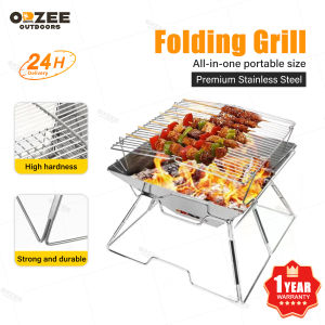 Camping Outdoor Portable Folding Charcoal Grill Small Large Medium Pure Stainless Steel Foldable Bonfire Pit Fire Wood Stove