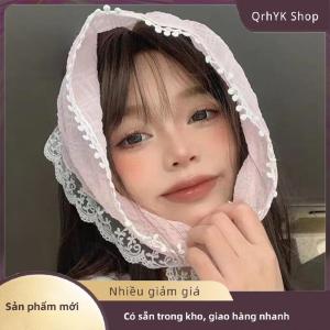 Hàng có sẵn✨ Phong Cách Pháp Ren Hoa Mô Hình Tam Giác Khăn Headband Lolita Khăn Lụa Mũ Khăn Turban Phụ Kiện Tóc Thời Trang Của Phụ Nữ