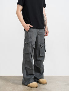 Senior Phố Cao Kiểu Mỹ vibe Quần Bảo Vệ Lính Dù Xếp Ly Nhiều Túi Nam Nữ Ống Đứng Rộng Rãi Tôn Dáng Gầy cleanfit Quần