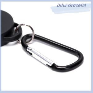 Ditur Black Retractable Key Chain Reel Steel Cord Recoil Belt Key Ring Badge Holder