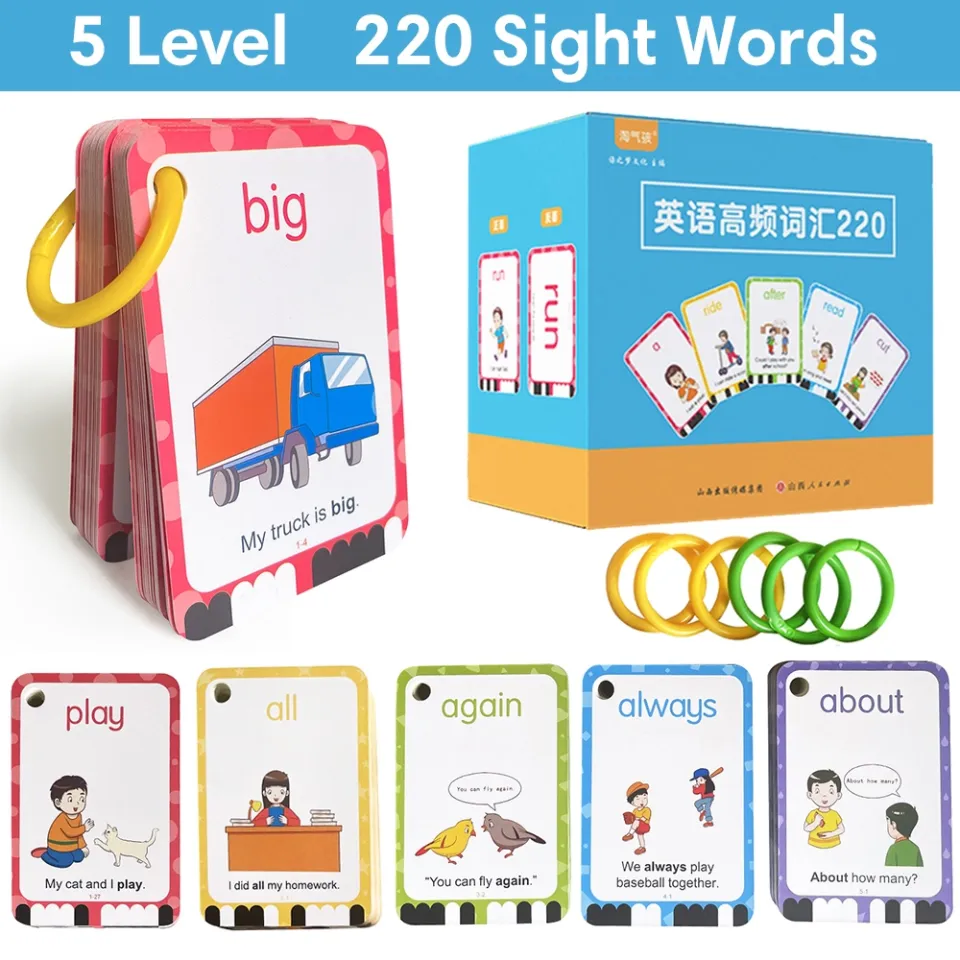 220 Sight Words English Flash Card Games Enlightenment English Word  Vocabulary Activities Flashcard Eduacational Toys Learning