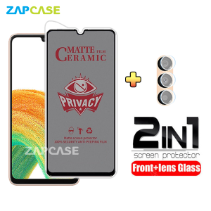 PAKET 2in1 Anti Gores Layar Privacy Samsung A33 5G Free Tempered Glass Camera Lens