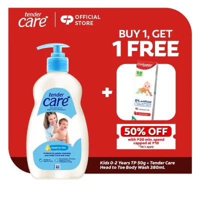 [BUY 1 FREE 1] Tender Care Head to Toe Baby Wash 380ml + Colgate Kids Baby (0-2 Years) Toothpaste 50g