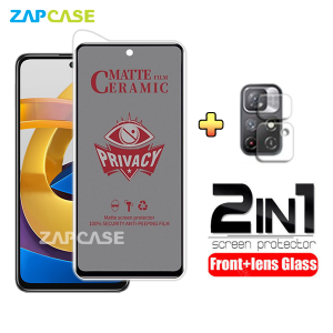PAKET 2in1 Anti Gores Layar Privacy Xiaomi Poco M4 Pro 5G Free Tempered Glass Camera Lens
