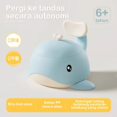 Kids Toilet Seat Baby whale Potty Training Toilet Seat with Backrest&Lid Early Learn Potty Anti-slip Tandas Kanak儿童坐便器