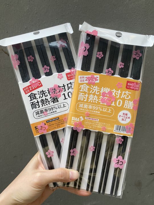 Vỉ 10 đôi đũa Nhật Bản KHÁNG KHUẨN Shikisai sợi thuỷ tinh chịu nhiệt ...