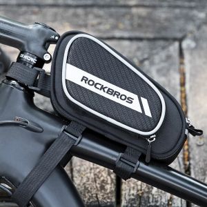 ROCKBROS Bike Bag Top Tube Bag With Reflective Strip Road Bike Saddle Bag 1.8 L Big Capacity MTB Front  Bag Bike Accessories