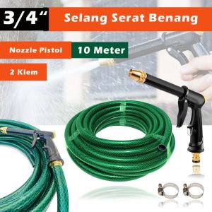 Paketan Selang Air 3/4" Semprotan New Semprot Taman Cuci Mobil Motor - Selang Air Serat Benang Cuci Motor Mobil 2MM - Selang Air Plus Nozzle Semprotan Model Hitam