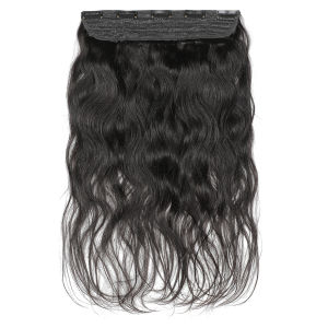 Naturl Black Brazilian Hair Machine Made Remy Hair 5 Clips In Human Hair Extensions Thicker Hair Piece  10inch-24inch