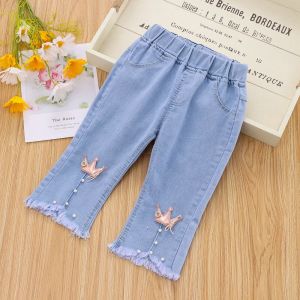 1-5 Năm Trẻ Em Cô Gái Jeans Mùa Thu Cắt Quần Mùa Xuân Bùng Quần