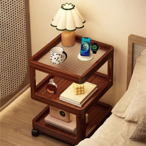 Mobile Small Nightstand Bedroom Simple Multi-Function Bedside Creative Table Bamboo Material Storage Shelf