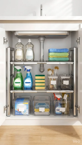 ACTIVEONE Adjustable and Expandable Stainless Steel Kitchen Rack For Sink And Cabinet Multi-Layer Storage Rak Bawah Sinki Dapur Keluli Laras - Fulfilled by ACTIVEONE
