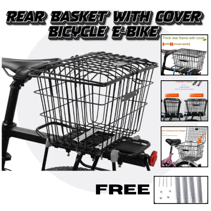 Bicycle Rear Basket with Cover Anti-theft Bicycle Basket Mountain