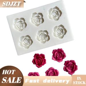 SDJZT Sáu lỗ hoa nhỏ hoa mận hoa hồng hoa mẫu đơn hoa Silicone khuôn fondant bánh sô cô la bánh sinh nhật chèn khuôn
