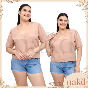 NAKD FASHION IZZIE BASIC CHALLIS SQUARE NECK DAILY CASUAL PLUS SIZE COMFY OFFICE BLOUSE TOP 5094