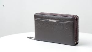 williampolo  Genuine Leather Wallet for Men Double Zipper Business Long Clutch Top Layer Cowhide Handheld Wallet Double Layer Wallet