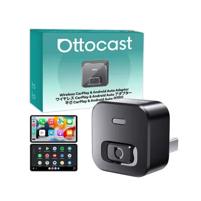 Ottocast 2 Wireless Carplay Adapter Converter Mini CP AA Upgrade Device Wi-Fi6 BT5.4 Dual Channel Plug&Play Smart Pairing