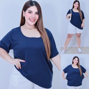 [ ส่งฟรี ขายดี 🔥 ] A035 เสื้อยืดคอยูสาวอวบ เสื้อยืดคนอ้วน เสื้อยืดสาวอวบ ผ้าร่อง สีพาสเทล น่ารัก สไตล์เกาหลี มี 13 สี เสื้อยืดไซส์ใหญ่ เสื้อยืดพลัสไซส์ เสื้อยืด