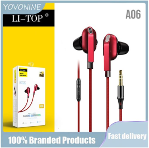 YOVONINE A06 Wired Headphone Earphone Dual Dynamic Coil 4-Speaker In-ear Headsets Stereo Wire-Control Earbuds MIC Microphone 3.5MM