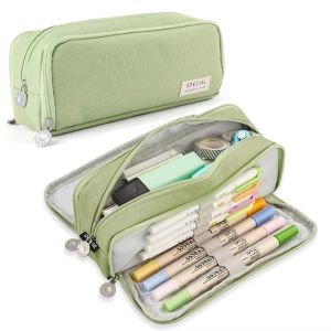 NOWNICE 3/4 Compartment Pencil Case Large Capacity Multilayers Pen Bag Creative Pen Divider Stationery Organizer for Office School Supplies