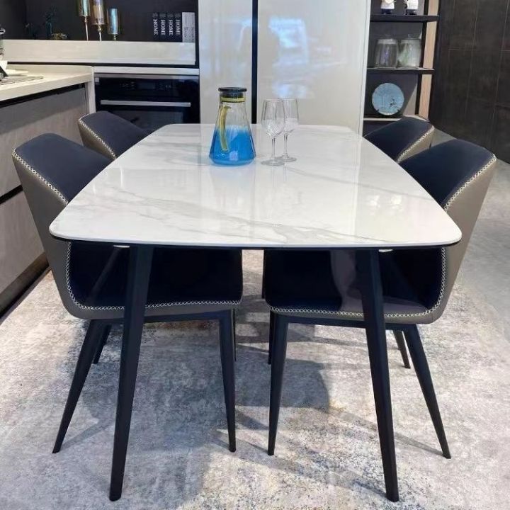 Marble countertop dining table and chair combination dining rectangular light luxury style dining table