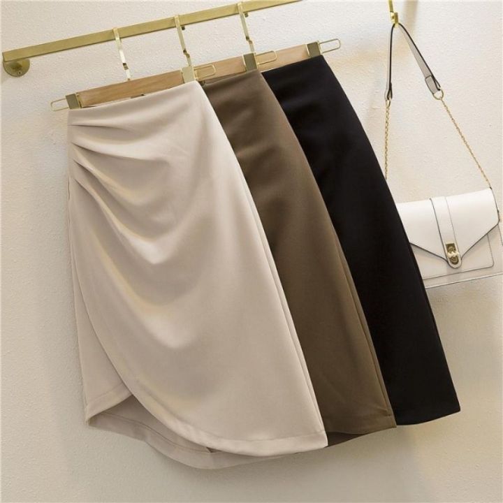 2024 Irregular Pleated Skirt High Waisted Slimming Wrap Hip Skirt ...