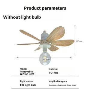 2 In 1 Ceiling Fan With Lights And Remote Inverter For Living Room DIY Replaceable Light Bulb Fan With BLUETOOTH Light Bulb E27 Socket Bulb Fan Smart Ceilings Fan Silent Energy Saving Fan 6 Blades Electric Fan For Bedroom Kitchen
