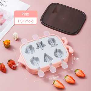 Cetakan Es Krim Bentuk Buah 6 Stik Bahan Silicone / Ice Cream Mould Fruit Shape / W8595