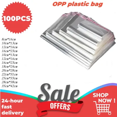 100pcs Self Adhesive Silk Express Envelope Resealable Clear Transparent OPP Plastic Sticker Bag Clothing Packing Bags Plastik