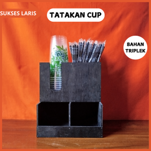 RAK GELAS BAHAN TRIPLEK UNTUK SEMUA UKURAN CUP | TEMPAT GELAS DAN SEDOTAN